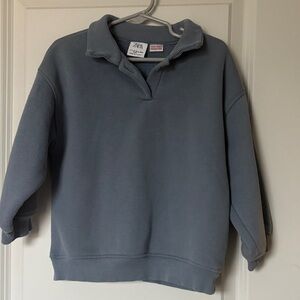 Zara Slate Gray Collared Sweatshirt